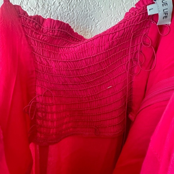 Blue Life Donia Mini Dress Hot Magenta Pink Large Smocked - Picture 7 of 8